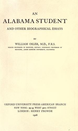 An Alabama student, and other biographical essays