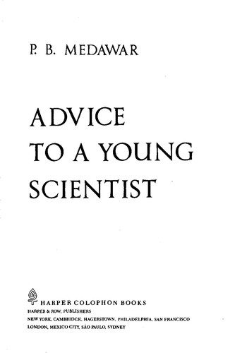 Advice to a young scientist